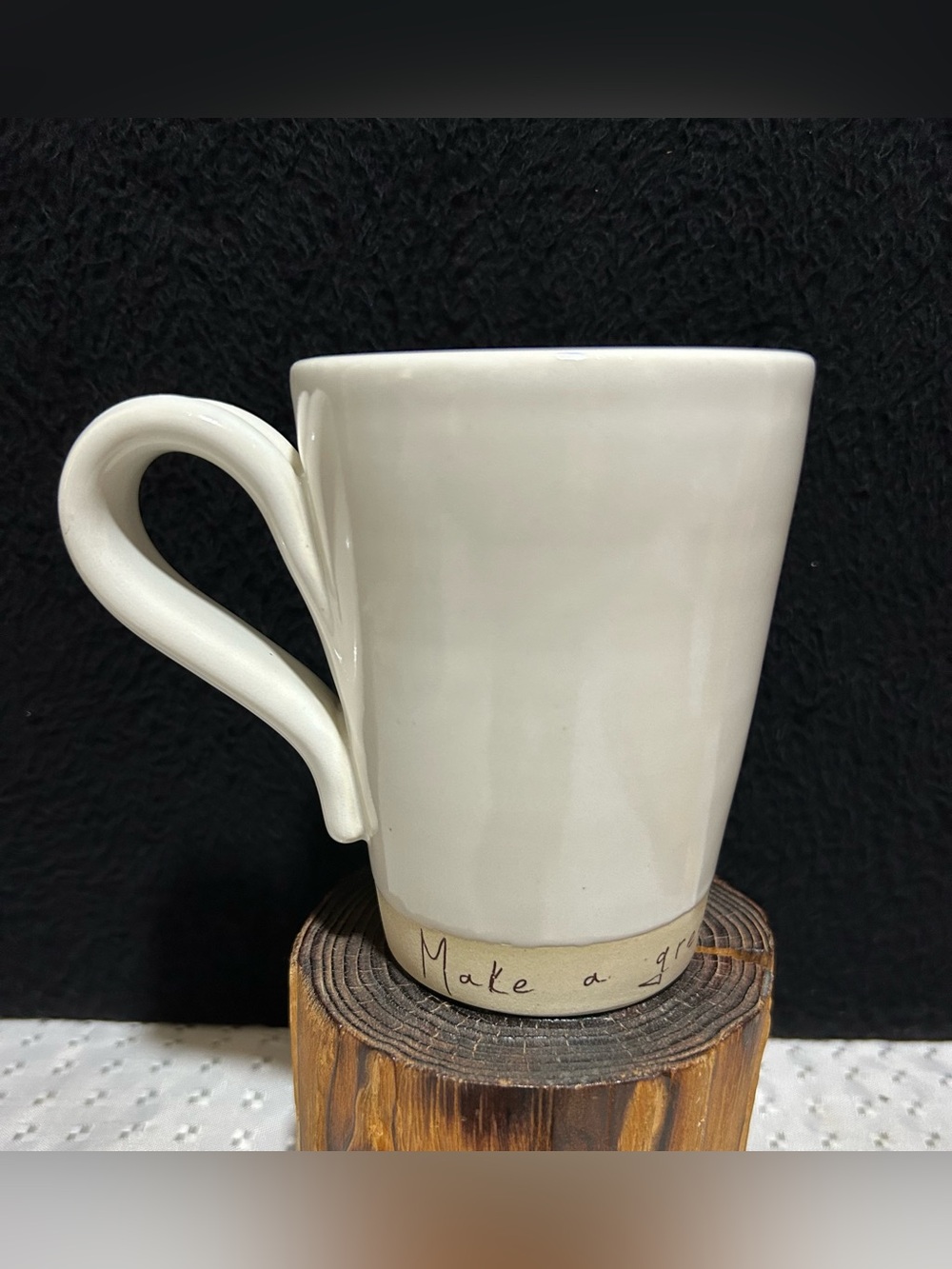 Make A Great Day Pottery Mug by Leanne McQueen with The Phrase Scribed Design